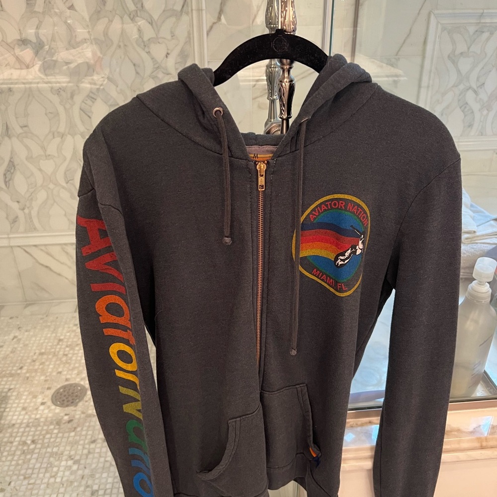 Grey Aviator Nation zip up size medium